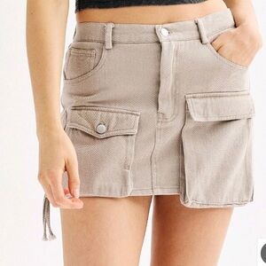 NWT: Harper & Ivy Khaki Tan Cargo Mini Skirt -Size Junior XL